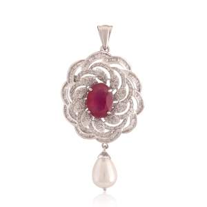 Beautifully Crafted Diamond Pendant Set with Matching Earrings in 18k gold with Certified Diamonds - PD1328P
